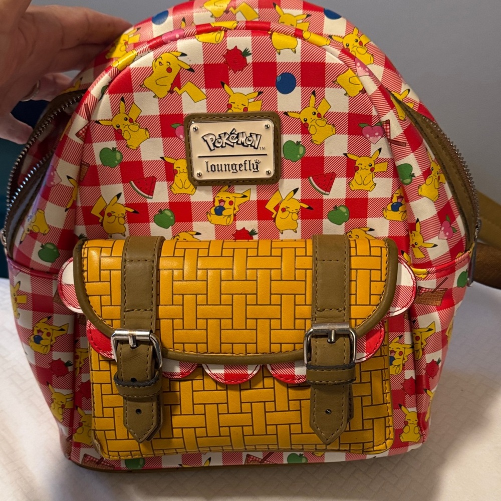 Loungefly Pokémon Pikachu Checkered Backpack - Red and Yellow